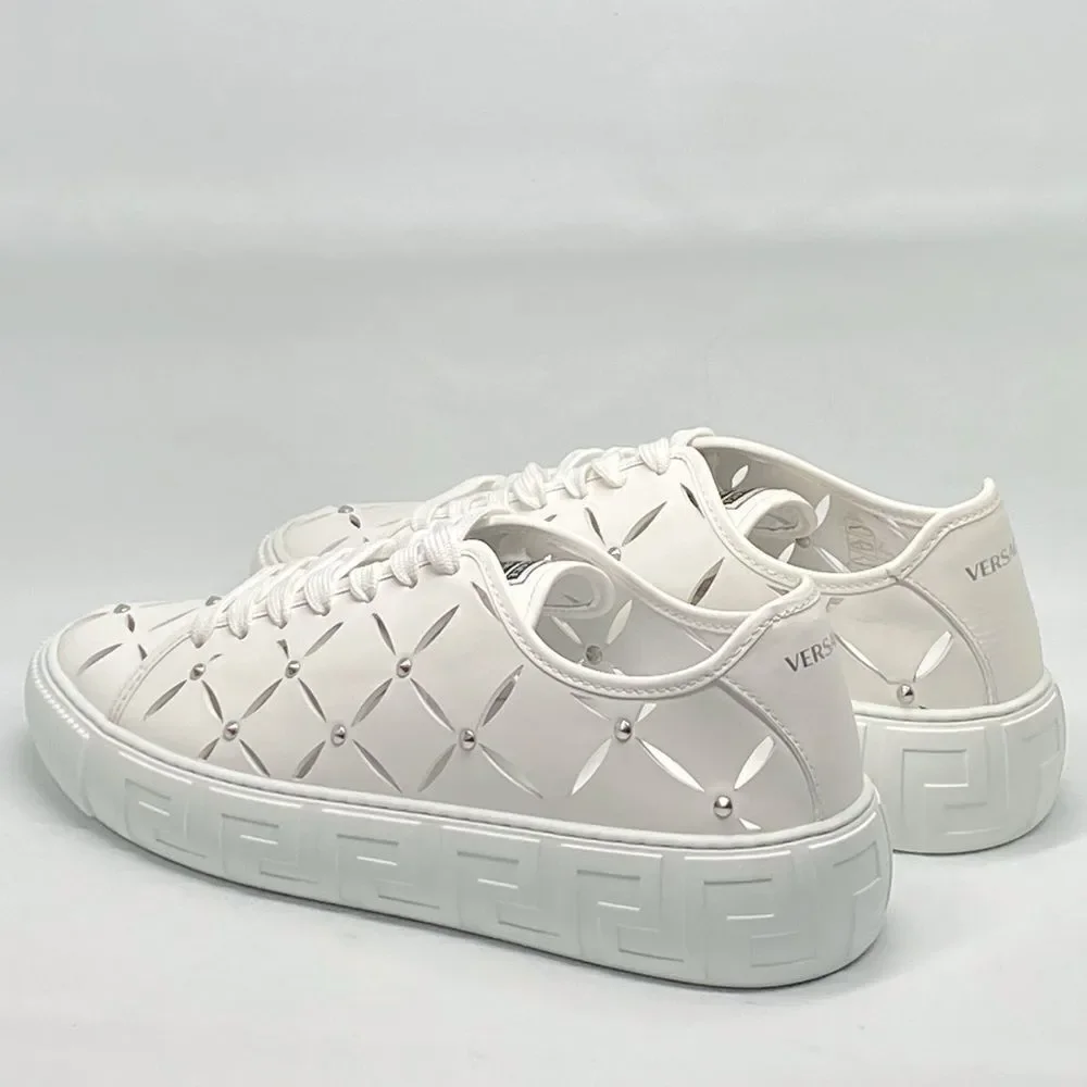 Versace Laser-Cut Low-Top Leather Sneakers size 42/us size 9